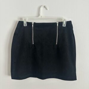 Forever 21 Suede Black Mini Skirt with Zipper Details
